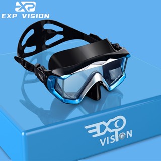 EXP VISION หน้ากากดําน้ํา ป้องกันหมอก เลนส์กระจกนิรภัย หน้ากากดำน้ำตื้น แว่นดําน้ํา แว่นตาดำน้ำ แว่นตาว่ายน้ำพร้อมหน้ากากจมูก สำหรับดำน้ำตื้นและดำน้ำลึก EX4300