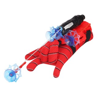 ถุงมือคอสเพลย์ Marvel Spider Man ผ้าเรยอน แบบนิ่ม พร้อมสายรัดข้อมือ สําหรับเด็กผู้ชาย