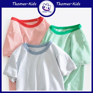 [THOMAS Kids] เสื้อยืดคอกลม แขนสั้น ผ้าฝ้าย ลายทาง สีแคนดี้ สําหรับเด็กผู้ชาย และเด็กผู้หญิง อายุ 1-10 ปี