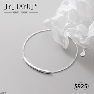 Jyjiayujy สร้อยข้อเท้าเงินแท้ 100% S925 ทรงสี่เหลี่ยม 2*30 มม. สไตล์เกาหลี เครื่องประดับแฟชั่น ของขวัญวันเกิด AB017