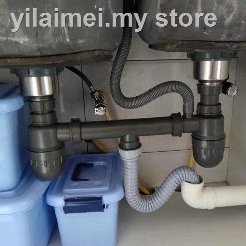 ↂอ่างล้างจานห้องครัวอุปกรณ์ท่อน้ําถังคู่ท่อระบายน้ําชุด