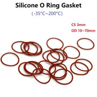 CS3MM  OD10~70MM Red Silicone O-Ring Washer  Thickness 3MM Rubber Seal Ring Heat-Resistant Food Grade สีแดงซิลิโคนแหวนปะเก็น  ซิลิโคน O แหวนปะเก็นยางเกรดอาหารแหวนซีล VMQ Assortment เครื่องมือฉนวนกันน้ำ