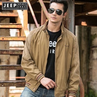 JEEP SPIRIT 1941 ESTD เสื้อแจ็กเก็ตกันลม ผ้าฝ้าย ทรงหลวม พลัสไซซ์ สําหรับผู้ชาย (S-6XL)