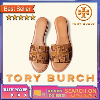 [penghantaran Ekspres] Tory Burch. รองเท้าแตะ รองเท้าชายหาด พื้นทรงแบน เปิดนิ้วเท้า แบบนุ่ม สวมใส่สบาย สําหรับผู้หญิง