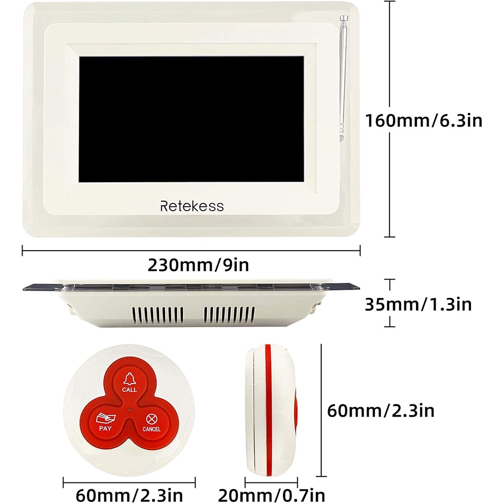 Retekess T114 เพจเจอร์ไร้สาย ระบบ เครื่องเรียกคิวไร้สาย เพจเจอร์เรียกคิว แบบไร้สาย ระบบเรียกคิว 1 โฮสต์ + เครื่องรับสัญญาณ 10 ตัว สำหรับร้านอาหาร ราคา ถูกที่สุด ดีลบีเคเค แกลเลอรีภาพที่ 9