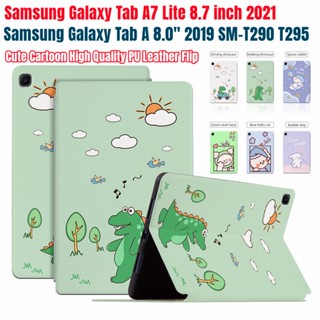 เคสโทรศัพท์มือถือหนัง PU ฝาพับ ลายการ์ตูนน่ารัก พร้อมขาตั้ง สําหรับ Samsung Galaxy Tab A7 Lite 8.7 นิ้ว 2021 SM-T220 SM-T225 A 8.0 นิ้ว 2019 SM-T290 T295