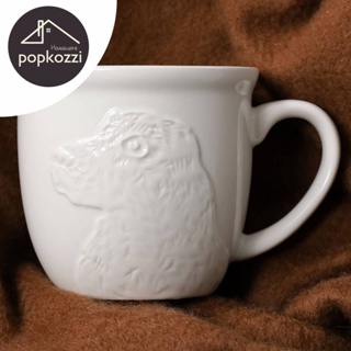 Popkozzi แก้วกาแฟเซรามิค ลายนูน รูปสุนัขน่ารัก ขนาด 450 มล. เหมาะกับของขวัญวันเกิด สําหรับแม่ และลูกสาว