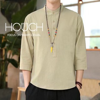 Cod Baju Kurta lelaki Kemeja Kurta เสื้อเชิ้ตลําลอง แขน 3/4 ผ้าฝ้าย ผ้าลินิน พลัสไซซ์ สําหรับผู้ชายชาวมุสลิม