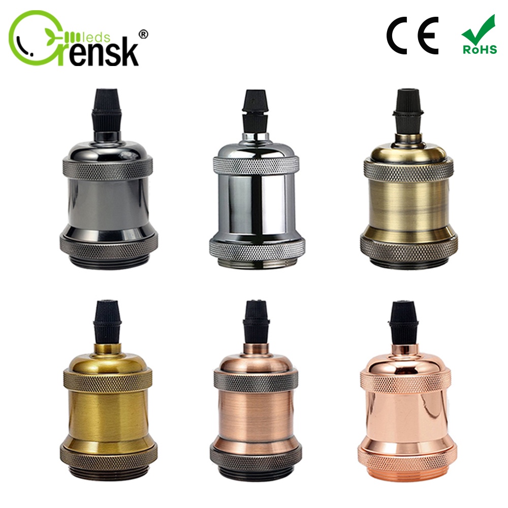E27 ฐานสกรูซ็อกเก็ตโคมไฟ อลูมิเนียม 110V 220V E26 คุณภาพสูง สไตล์วินเทจ สําหรับหลอดไฟ LED DIY