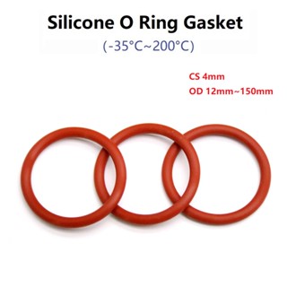 CS4MM  OD90~150MM Red Silicone O-Ring Washer Thickness 4MM Rubber Seal Ring Heat-Resistant Food Grade สีแดงซิลิโคนแหวนปะเก็น  ซิลิโคน O แหวนปะเก็นยางเกรดอาหารแหวนซีล VMQ Assortment เครื่องมือฉนวนกันน้ำ