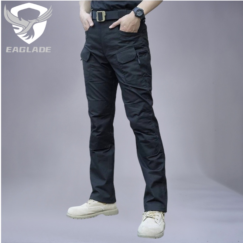 Eaglade กางเกงคาร์โก้ยุทธวิธี สําหรับผู้ชาย IX7 สีดํา