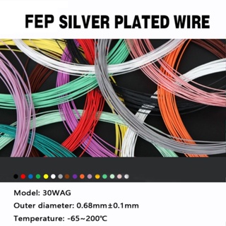 Fep สายหูฟังเทฟลอน ชุบเงิน 30AWG อุณหภูมิสูง เส้นผ่าศูนย์กลาง 0.68 มม. DIY