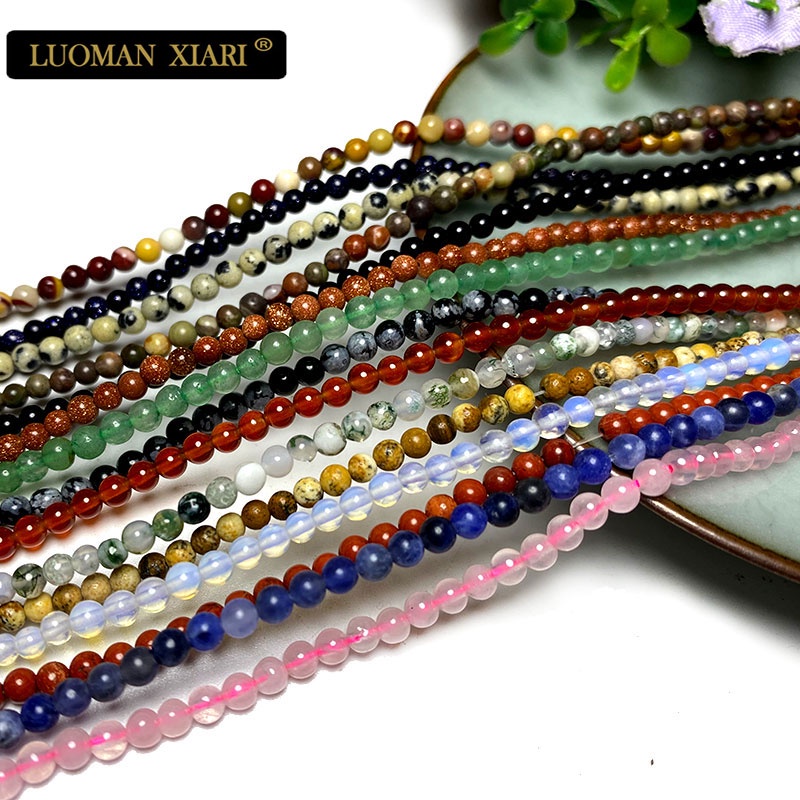 2 3 4 มม.Faceted รอบ Morganite Chalcedony หินธรรมชาติ Spacer ลูกปัดสําหรับเครื่องประดับทําสร้อยข้อมือ Diy