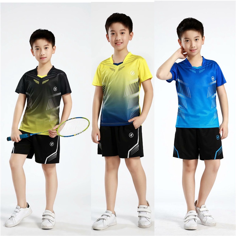 เสื้อกีฬาแบดมินตัน แบบแห้งเร็ว สําหรับเด็กผู้ชาย