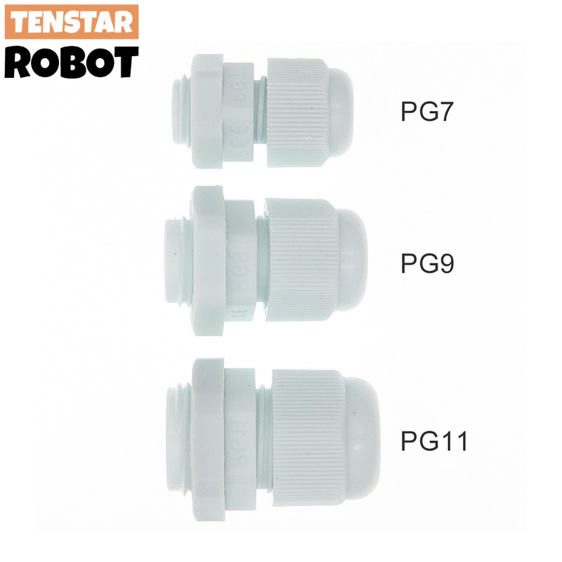 5pcs IP68 PG7 PG9 PG11 สําหรับ 3-6.5 มม.-10 มม.สายไฟ CE สีขาวไนลอนกันน้ําสายพลาสติก Gland Connector