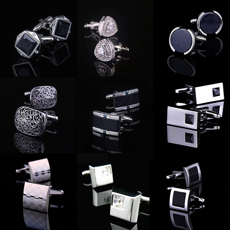 Spot high quality] French cufflink men's British suit shirt cufflink high-grade crystal diamond shir