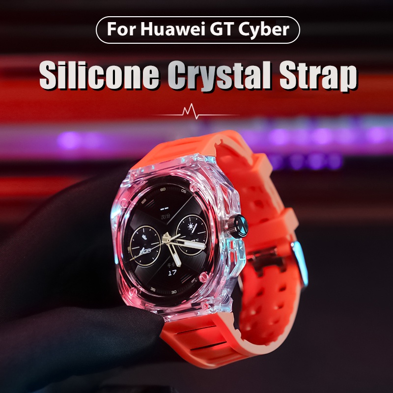 2 in 1 สายนาฬิกาข้อมือซิลิโคนใส เรืองแสง สําหรับ HUAWEI Watch GT CYBER Watchband HUAWEI GT CYBER