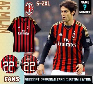 เสื้อกีฬาแขนสั้น ลายทีมชาติฟุตบอล Milan 2013-14 AC สไตล์วินเทจ ไซซ์ S-2XL
