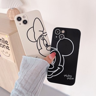 เคสโทรศัพท์มือถือ ซิลิโคนนิ่ม ป้องกันเลนส์ ลายมิกกี้ มินนี่ สําหรับ iPhone 11 12 13 14 Pro Max 6 6S 7 8 Plus