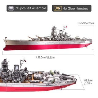 Piececool 3D โลหะชุด, Yamato เรือรบทหาร Watercraft โลหะชุดอาคารสําหรับผู้ใหญ่ DIY งานอดิเรกของขวัญสําหรับวัยรุ่นเด็ก