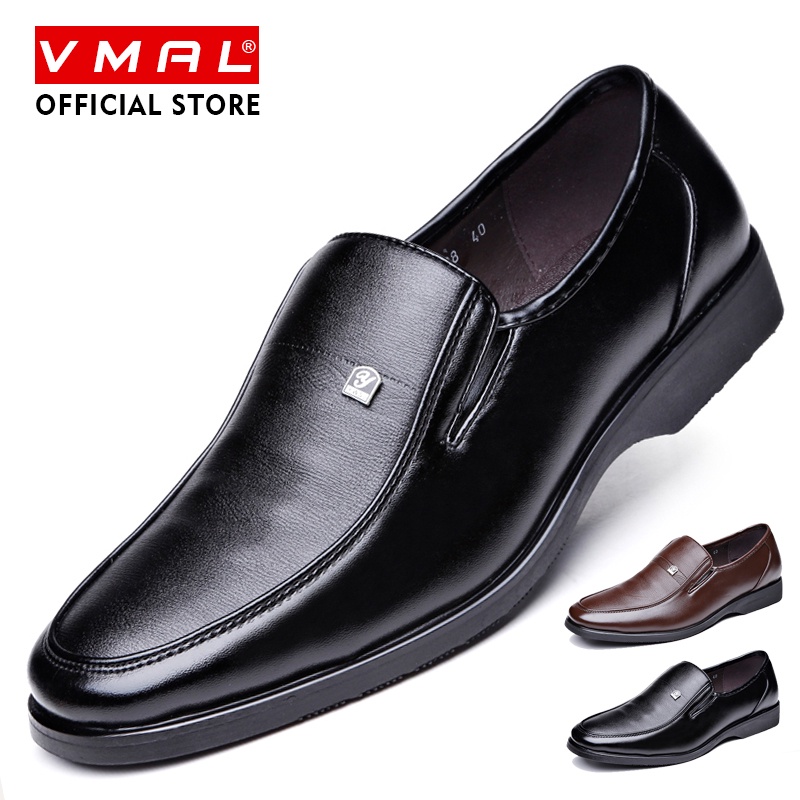 VMAL Mens PU Leather Dress รองเท้าหนัง Oxfords อย่างเป็นทางการรองเท้าธุรกิจ Slip-On