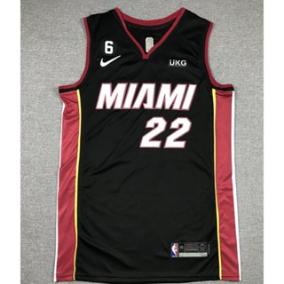 เสื้อกีฬาบาสเก็ตบอล ปักลาย NBA Miami Heat 22 Jimmy Butler สีดํา สําหรับผู้ชาย 2023