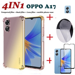 (4 In 1) ฟิล์มกระจกนิรภัยกันรอยหน้าจอ ฟิล์มเลนส์กล้อง สําหรับ OPPO A17 A96 A76 A95 A55 A16 A94 A15 A5S A92 A52 A54 A94