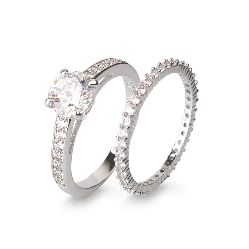 แหวนคู่ ซ้อนกันได้ ของขวัญวันหยุด เรียบง่าย สําหรับผู้หญิง - รูปที่ 3