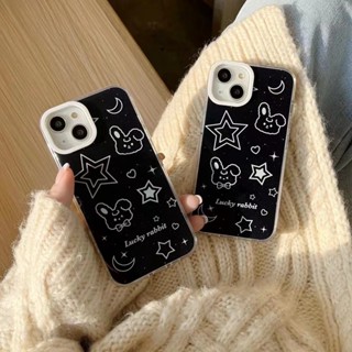 เคสโทรศัพท์มือถือ ลายกระต่ายปีใหม่ สีดํา สําหรับ iPhone 12 12pro 12promax 13 13pro 13promax 14 14pro max