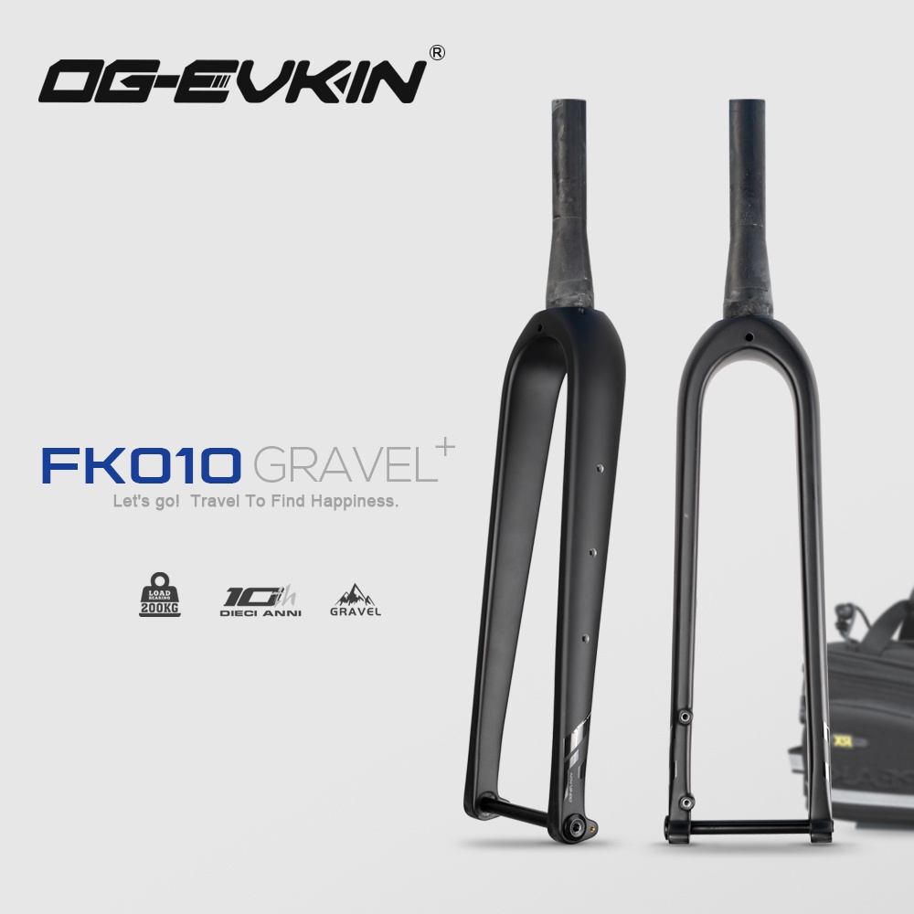 Og-evkin ตะเกียบหน้าจักรยาน คาร์บอนไฟเบอร์ สีดําด้าน 700C x 45C Thru Axle 12x100 มม. FK-010