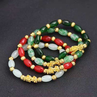 Lucky Jade Pixiu สร้อยข้อมือ 3d PiYao สีทอง สําหรับผู้หญิง ผู้ชาย