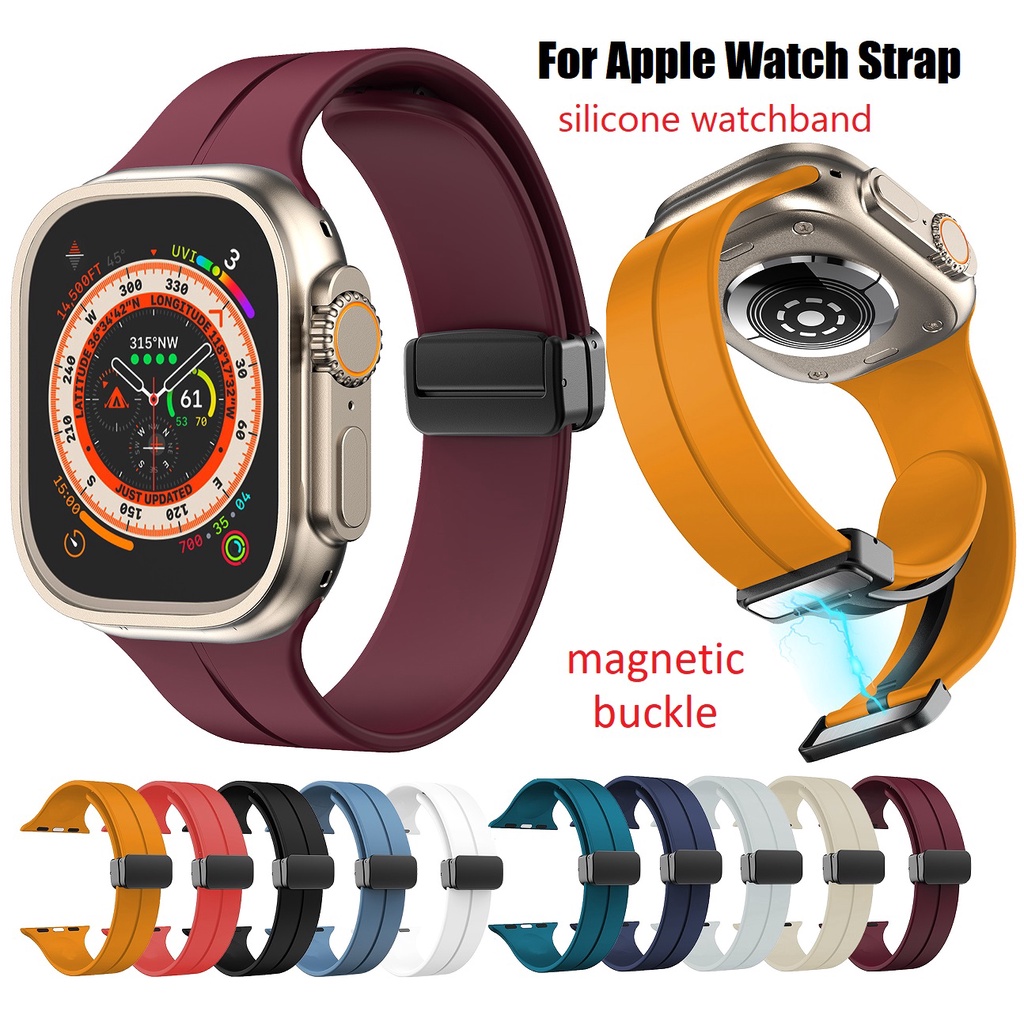 Wearable Accessories 108 บาท สายนาฬิกาข้อมือซิลิโคน แม่เหล็ก สําหรับ Apple Watch Series 8 7 6 5 4 3 2 1 ขนาด 49 มม. 44 มม. 45 มม. 40 มม. 41 มม. 42 มม. 38 มม. Mobile & Gadgets