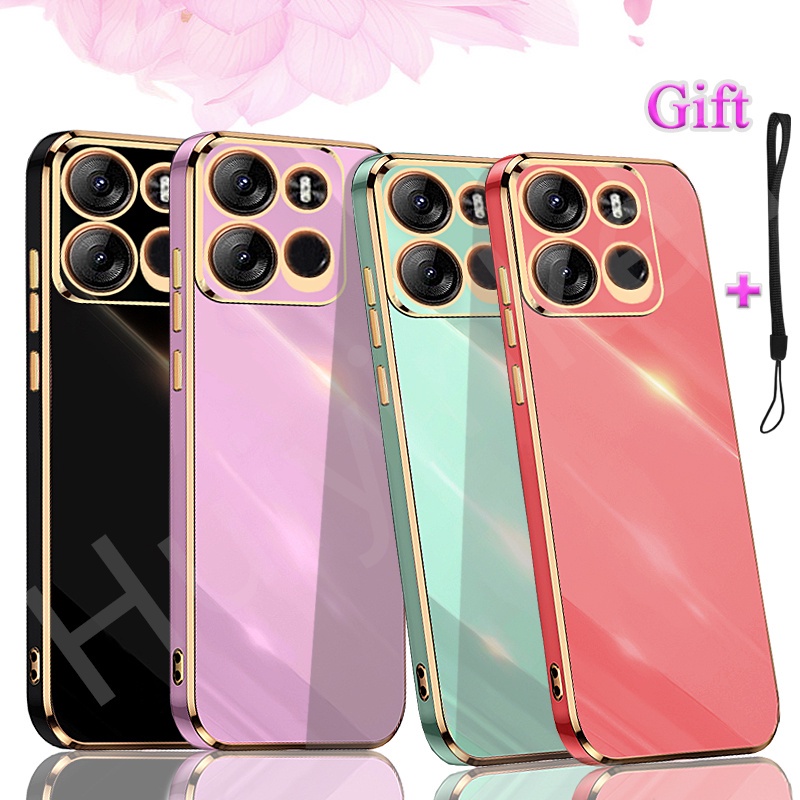 สําหรับ Tecno Pop 7 Pro BF7 เคสโทรศัพท์ Traight Edge Electroplated เคสโทรศัพท์การ์ตูนสําหรับ Tecno P