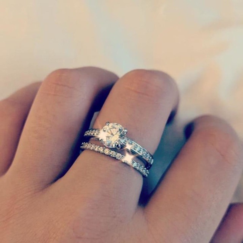 แหวนคู่ ซ้อนกันได้ ของขวัญวันหยุด เรียบง่าย สําหรับผู้หญิง - รูปที่ 5