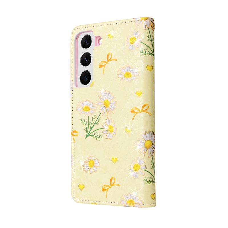 เคสโทรศัพท์หนัง PU นิ่ม ฝาพับ ลายดอกไม้ พร้อมช่องใส่บัตร หรูหรา สําหรับ Samsung Galaxy S22 Plus S21 FE S20 Ultra S21 Plus S22+ S21+ - รูปที่ 3