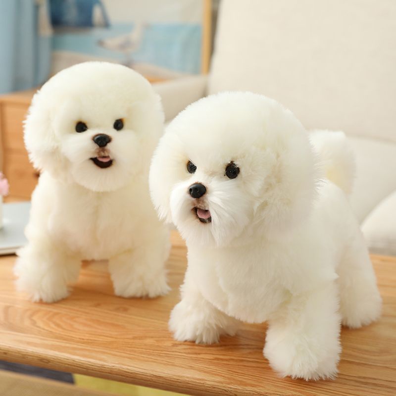 การจําลองเกาหลีน่ารัก Bie Dog ตุ๊กตาสัตว์เลี้ยงปลอมสุนัขผ้าขนนุ่ม ของเล่นลูกสุนัขสีขาว ของขวัญเด็กผู้หญิง 韩系仿真可爱比熊犬公仔 假宠物狗玩偶 小白狗布娃娃