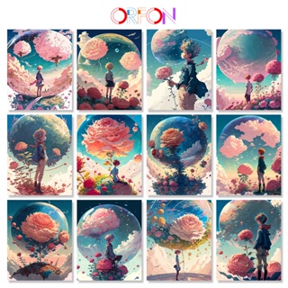 【ORFON】ภาพวาดสีน้ํามัน รูปดอกกุหลาบ ขนาด 40*50 ซม. สําหรับตกแต่งบ้าน DIY