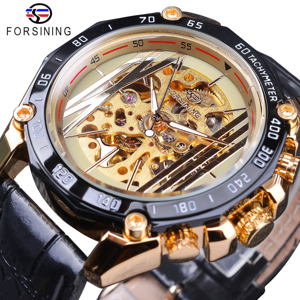 Forsining Mechanical Watch golden gear sports fashion Mens Watch top brand luxury Mechanical automat