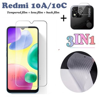 (3 In 1) ฟิล์มกระจกนิรภัย คาร์บอนไฟเบอร์ และเลนส์กล้อง สําหรับ Xiaomi Redmi 10A Redmi Note 11 11s 11 Pro Redmi Note 10 Pro 5G 10S Note 9 9S 12 Pro Redmi 1