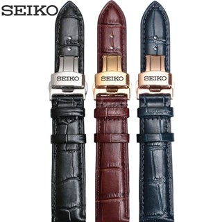 2/24✈Seiko สายนาฬิกาข้อมือ หนังวัวแท้ แบบนิ่ม ขนาดเล็ก สีแดง สําหรับผู้ชาย No. 5