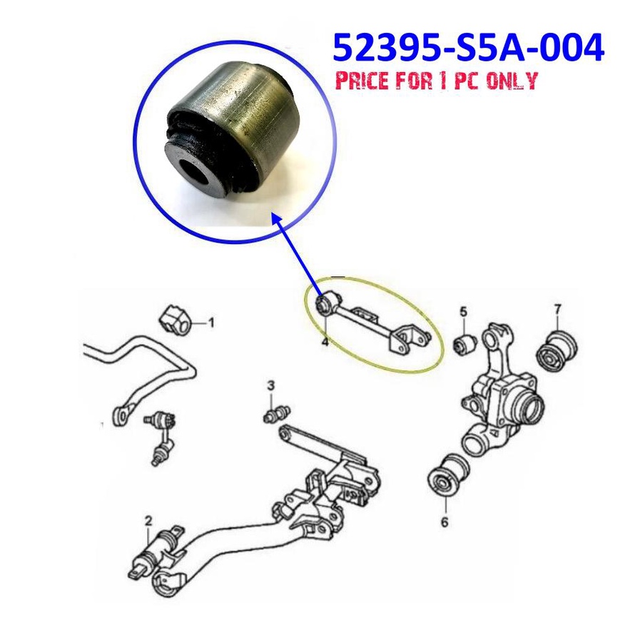 Honda Odyssey.Stream.CRV/CIVIC FC.FD บูชยางทดแทนระบบกันสะเทือนหลัง M12x47mm - 52395-S5A-004