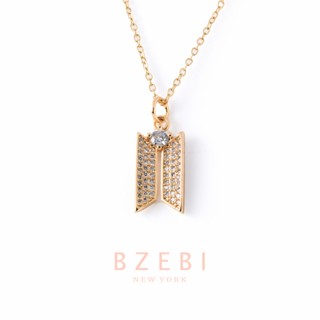 BZEBI สร้อยคอแฟชั่น ทอง สร้อยคอเงินแท้ ผู้หญิง BTS Bangtan Boys  โซ่เงิน เครื่องประดับ 18k สําหรับผู้หญิง 1100n