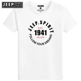 JEEP SPIRIT 1941 ESTD 2022 เสื้อยืดคอกลม แขนสั้น ผ้าฝ้าย 100% ทรงหลวม ขนาดใหญ่ สําหรับผู้ชาย