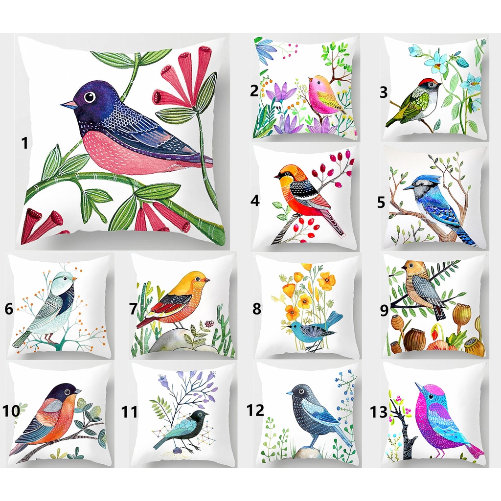 <COD> 60 × 60.50 × 50.45 × 45.ปลอกหมอนอิง ทรงสี่เหลี่ยม ลายดอกไม้ นก สําหรับตกแต่งบ้าน โซฟา