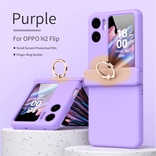 เคสโทรศัพท์มือถือ กันตก ป้องกัน สามชิ้น สีมาการอง พร้อมห่วง สําหรับ OPPO Find N2 FLIP