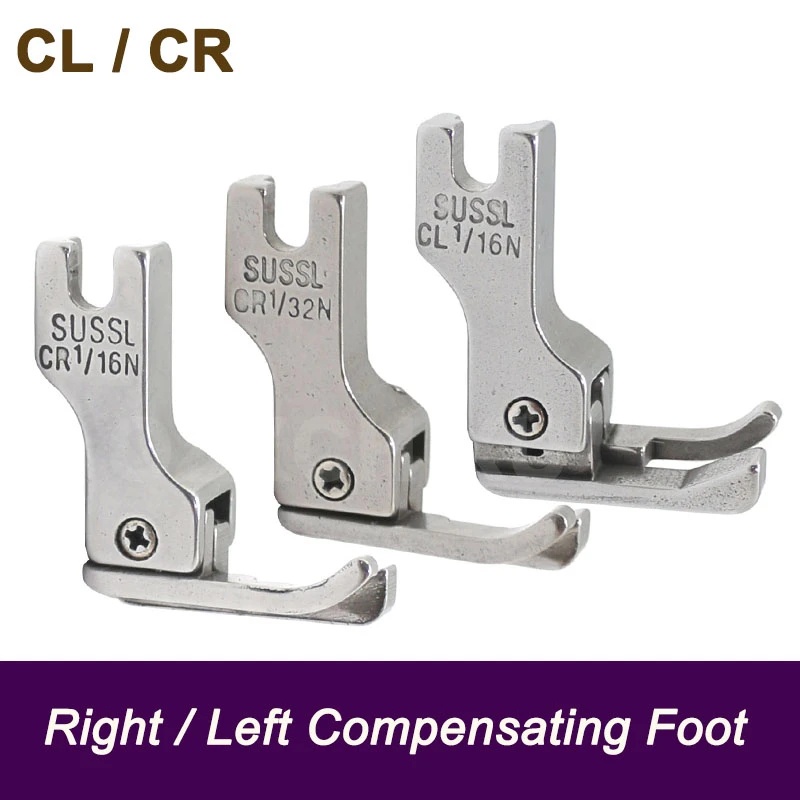 1 ชิ้น CR1/16N CR1/32N CL1/16N CL1/32N จักรเย็บผ้าอุตสาหกรรม Compensating Presser เท้าซ้าย/ขวาขอบท่องเที่ยว Presser เท้า