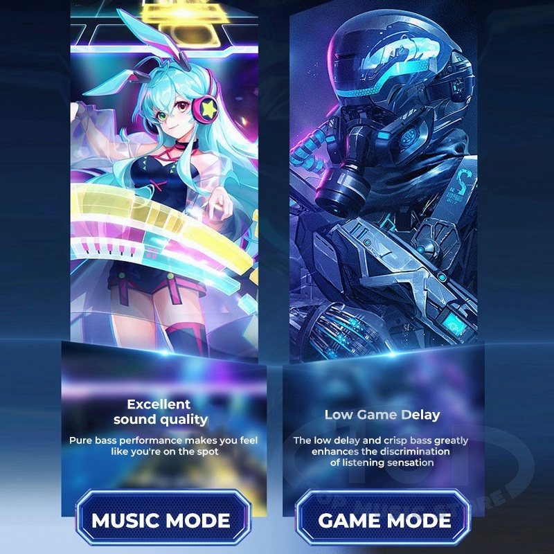 Lenovo XT85 TWS Gaming Bluetooth 5.3 Gamer พร ้ อมไมโครโฟน 9D สเตอริโอ TWS กันน ้ ํา HiFi ตัดเสียงรบกวน