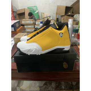 ใหม่ Air Jordan 14 รองเท้าบาสเก็ตบอล สีขาว สีเหลือง สไตล์เรโทร สําหรับผู้ชาย AJ14 2023