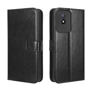 VIVO Y02A Phone Case Holder Stand Case VIVO Y02A VIVOY02A เคส เคสฝาพับ Wallet PU Leather Back Cover