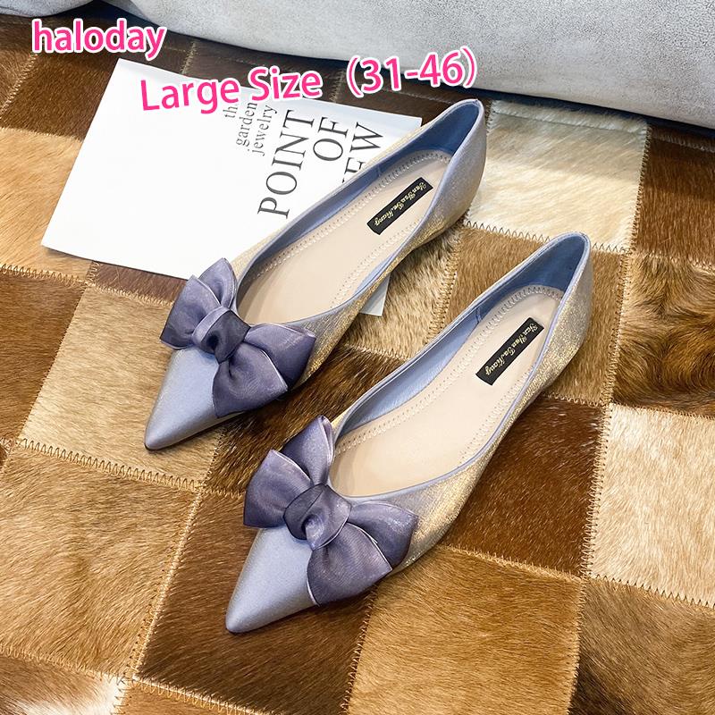 (((31-46) รองเท้าผู้หญิงไซส์ใหญ่✨ฤดูใบไม้ผลิฤดูร้อนเกาหลีรุ่น Pointed Toe Fairy สไตล์รองเท้าแบนแฟชั่นปากตื้น All-Match Soft Sole ขนาดใหญ่ Scoop รองเท้าผู้หญิง
